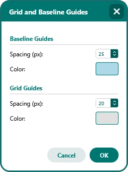 Open Publisher baseline guides spacing