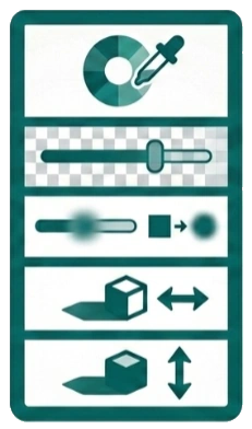 Colour Picker, Blur Radius Slider, X Offset Slider and Y Offset Slider