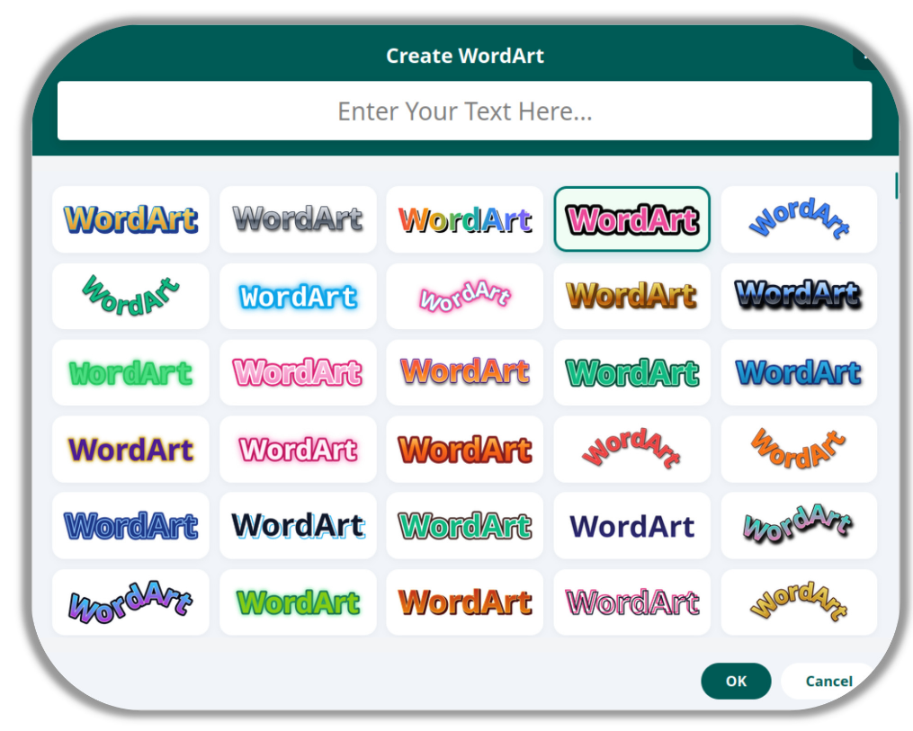 Inserting Beta WordArt GUI