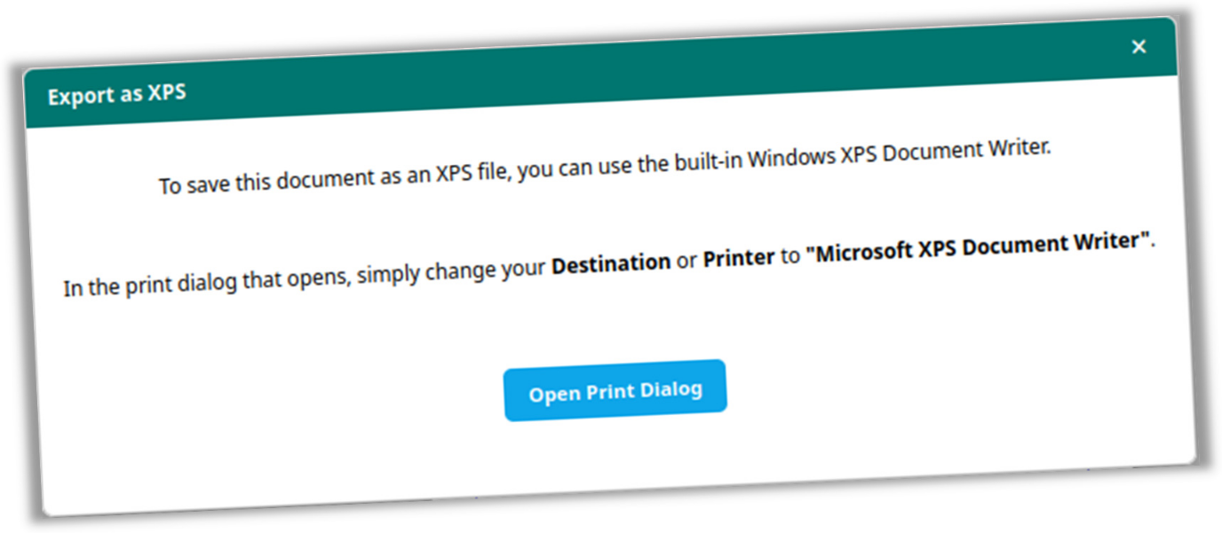 Export as XPS
