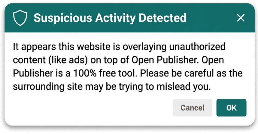 Default Suspicious Activity Detected Dialog