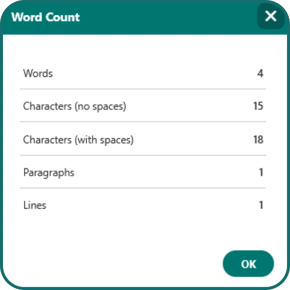 Open Publisher Text Statistics dialog box